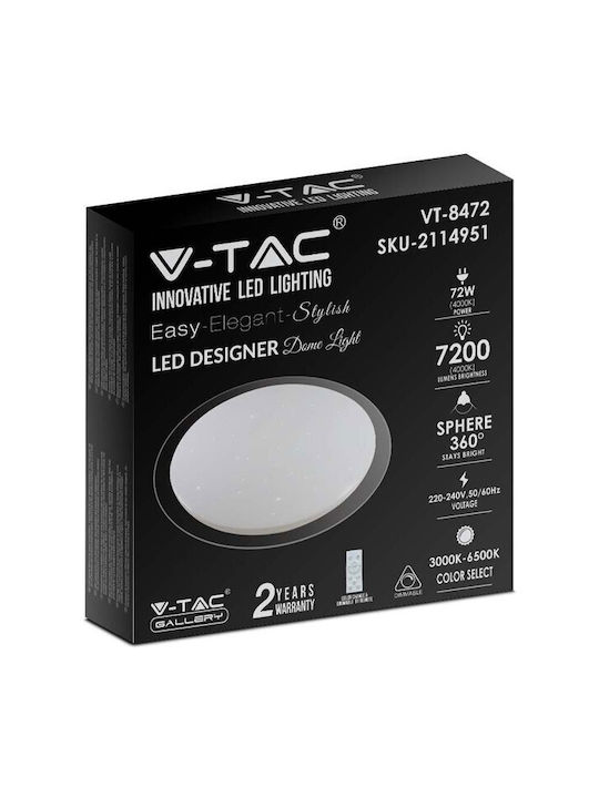 V-TAC Ceiling Mount Light 67cm White with Integrated LED and Remote Control