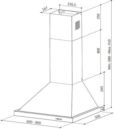 Proff Airmax SD56 Απορροφητήρας Καμινάδα 60cm Μαύρος