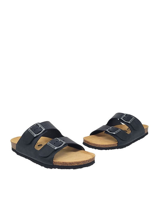 Δερμάτινα Γυναικεία Ανατομικά Σανδάλια Black/Silver