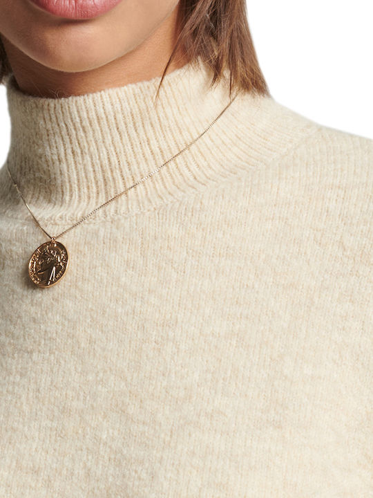 D1 Vintage Women's Long Sleeve Sweater Turtleneck Ecru