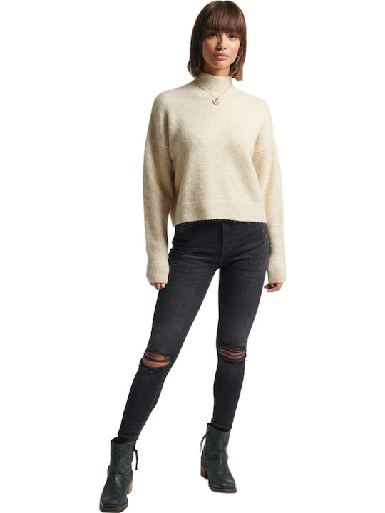 D1 Vintage Women's Long Sleeve Sweater Turtleneck Ecru