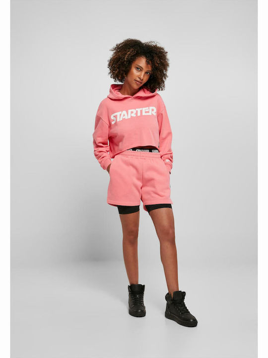 Cropped Women's Sweatshirt Hooded Pink Grapefruit