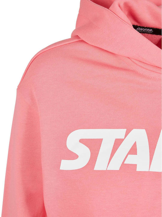 Cropped Women's Sweatshirt Hooded Pink Grapefruit