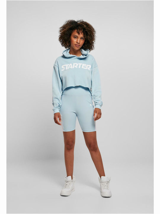 Cropped Γυναικείο Φούτερ με Κουκούλα Ice Water Blue