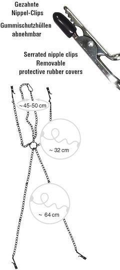 Sextreme Chain With Nipple & Clitoris Clamps Σφιγκτήρες Θηλών σε Ασημί Χρώμα