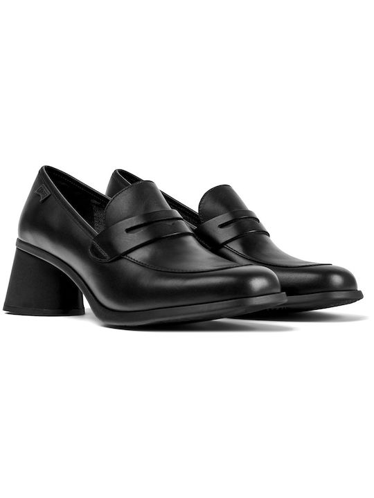 Camper Leather Black Heels Kiara