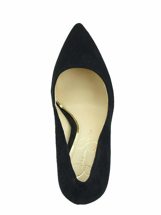 Suede Pointed Toe Stiletto Black High Heels Lory