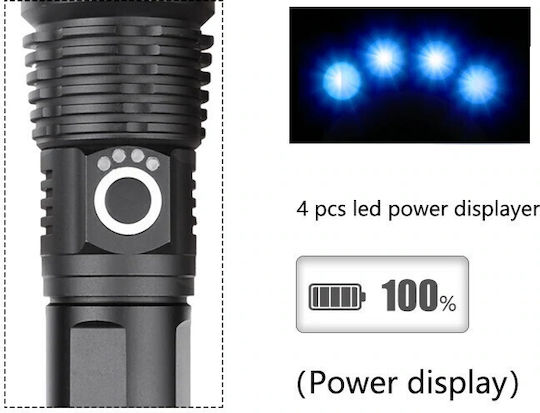 Επαναφορτιζόμενος Φακός LED IP65 με Μέγιστη Φωτεινότητα 1000lm