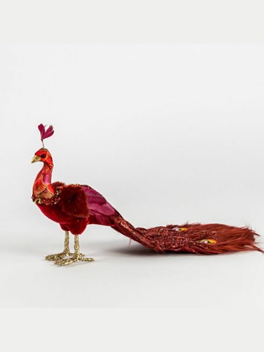 Iliadis Weihnachtliche Stoff Figur Pfau Rot Höhe 38cm