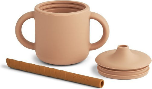 Liewood Cameron Toddler Silicone Cup with Handles and Straw 140ml for 12m+ Beige LW150031189
