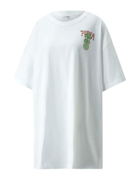 Downtown Summer Mini Athletic Dress T-Shirt Short Sleeve White