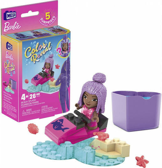 Mega Bloks Τουβλάκια Barbie Beach Splash Color Reveal για 4+ Ετών 26τμχ