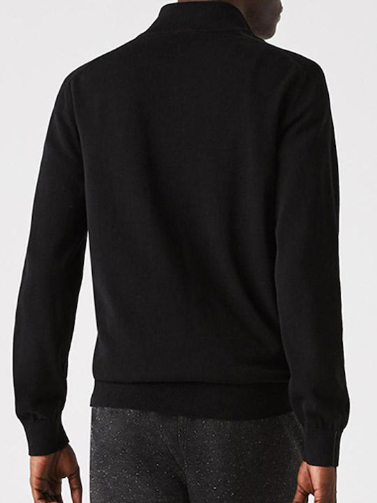 Lacoste Herren Langarm-Pullover Ausschnitt mit Reißverschluss Schwarz
