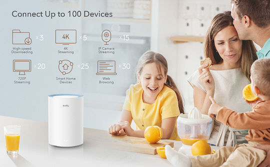 Cudy M1200 Punct de Acces cu Mesh Wi-Fi 5 Bandă Duală (2.4 și 5GHz) Kit Dublu