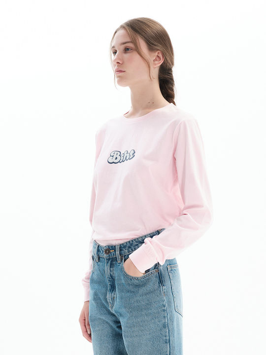 Women's Long Sleeve Cotton Blouse Pale Pink