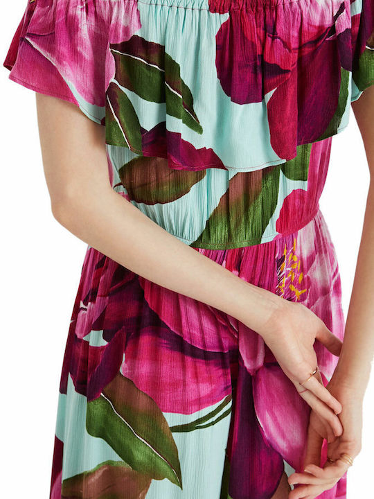 Arles Sommer Midi Damenkleid mit Rüschen Blumen