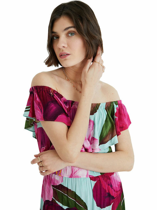 Arles Sommer Midi Damenkleid mit Rüschen Blumen
