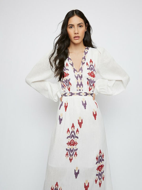 Summer Maxi Dress with Ruffles White