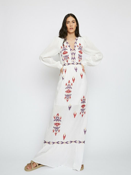 Summer Maxi Dress with Ruffles White