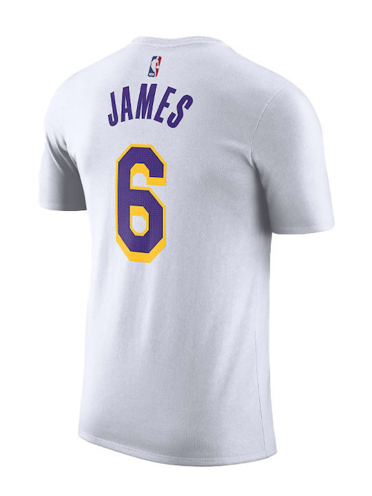 Nike Lakers Αθλητικό Ανδρικό T-shirt Λευκό με Στάμπα