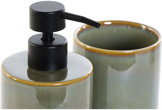 DKD Home Decor Σετ Αξεσουάρ Μπάνιου Κεραμικό Πράσινο 2τμχ