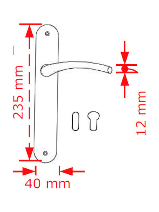 Viobrass Lever Middle Door with Plate 4087 4087 Pair (Center Distance 75mm) Nickel / Chrome