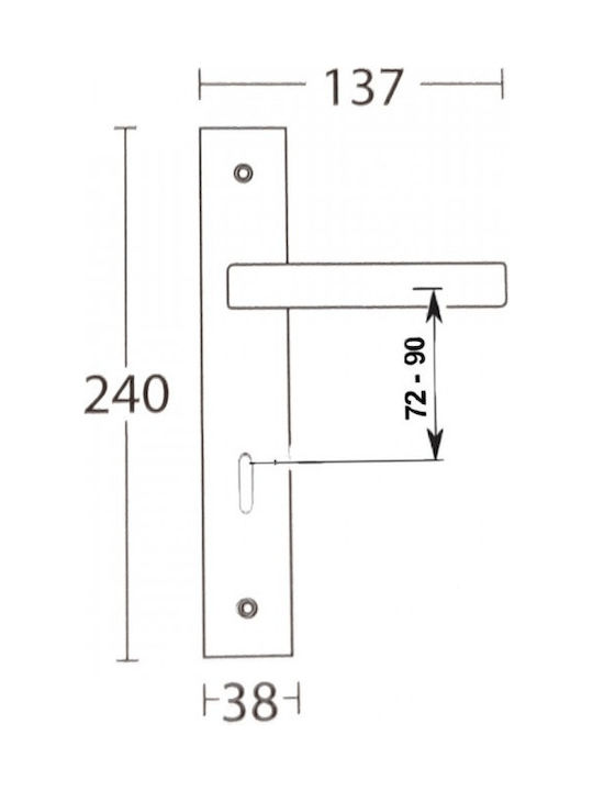 Convex Hebel Vordertür mit Platte Links 1605 Nickel / Chrome