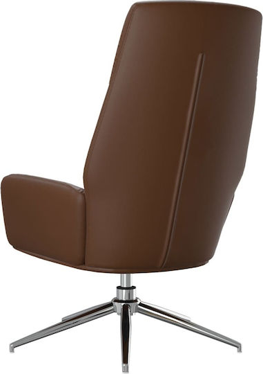 Sessel Drehbar aus echtem Leder Braun 70x77x94cm