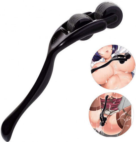 Naughty Toys Wheel Pinwheel with 2 Rotating Spike Rollers Black
