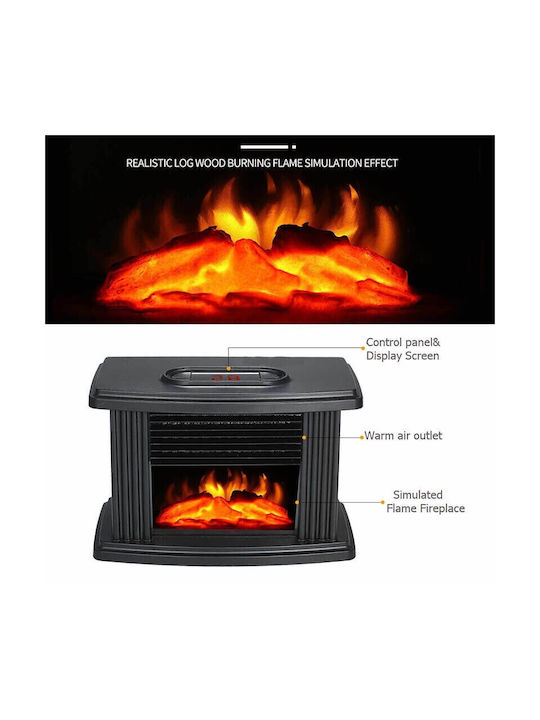 TS2613 Επιτοίχιο Ηλεκτρικό Τζάκι 1000W 22x15cm Μαύρο