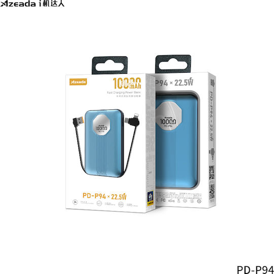 Proda PD-P94 Power Bank 10000mAh 22.5W with USB-C Port Power Delivery / Quick Charge 3.0 Blue