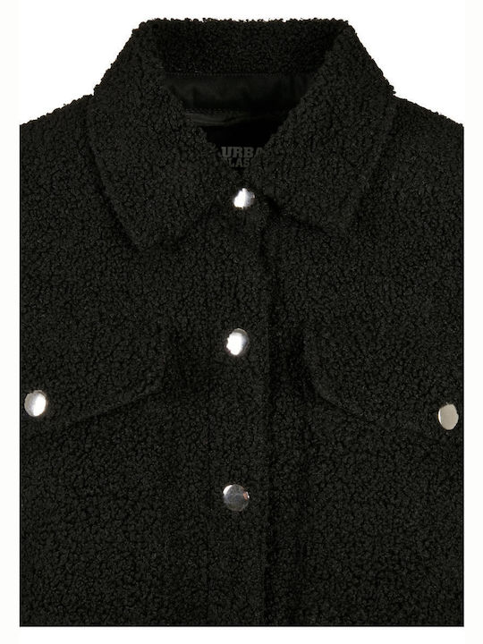 Sherpa Damen Schwarz Overshirt Oversized