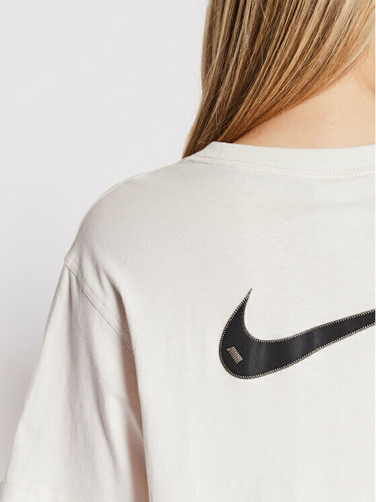 Sportswear Swoosh Rochii De Vară Pentru Femei Mini Sport Rochie Tricou Mâneca Scurtă Albă