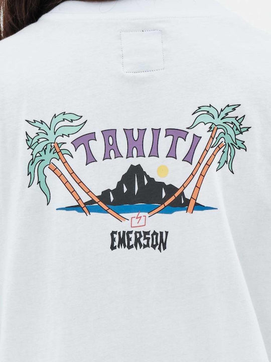 Tahiti Καλοκαιρινό Mini T-shirt Φόρεμα Λευκό