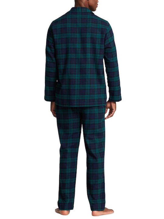 Ralph Lauren Men's Winter Cotton Checked Pajamas Set Green