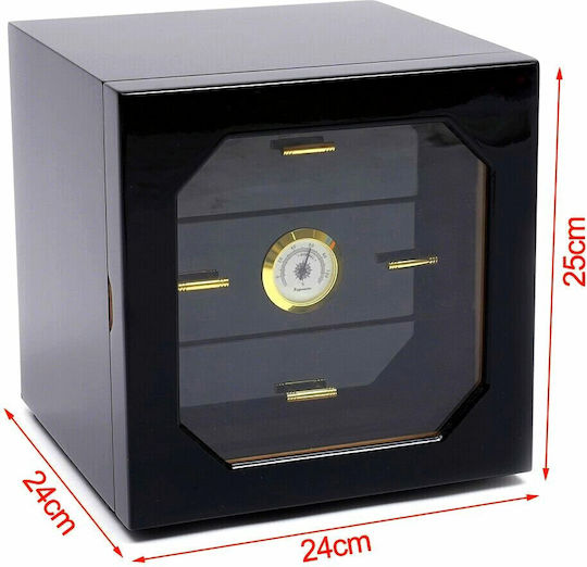0128-B Holz Schaukasten Zigarrenbefeuchter 60 mit Hygrometer 24.7cmx24.4cmx25cmcm