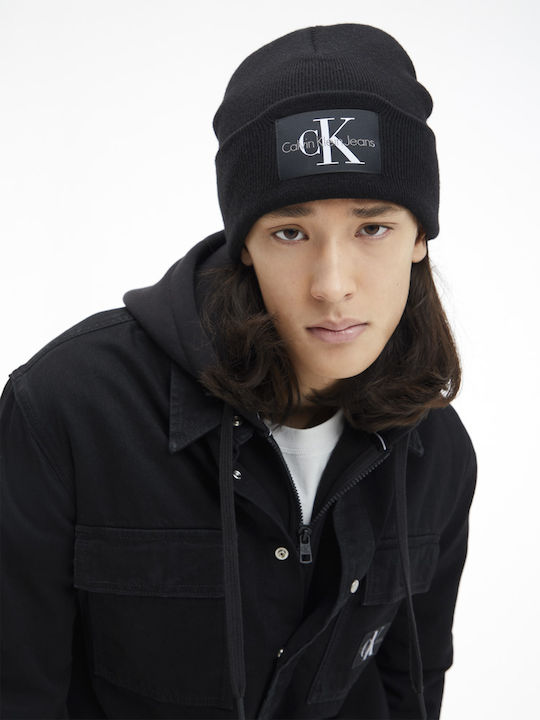 Beanie Masculin Căciulă cu Tricotaj Rib în culoarea Negru