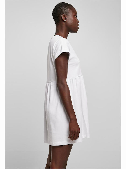 Sommer Mini T-Shirt Damenkleid mit Rüschen Kapuze Weiß