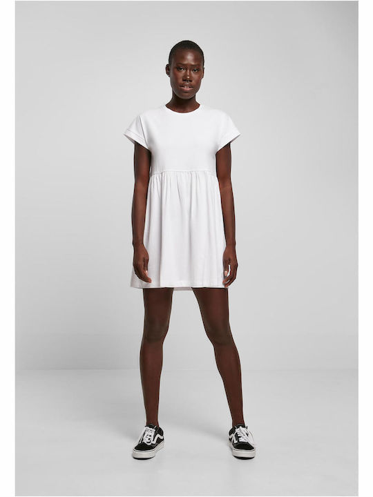 Sommer Mini T-Shirt Damenkleid mit Rüschen Kapuze Weiß