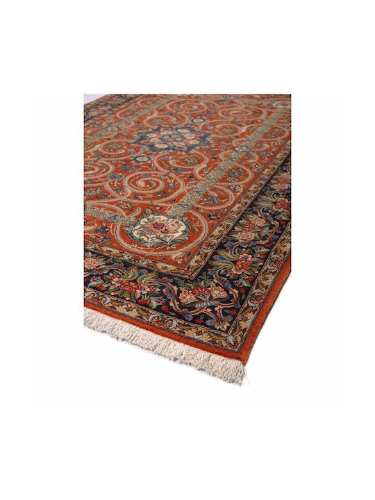 Viokarpet Qum Wool Handmade Rug Rectangular Wool with Fringes Orange