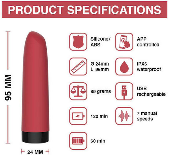 Magic Motion Awaken App Controlled Mini Vibrator Mini Δονητής με Απομακρυσμένο Έλεγχο 9cm Red