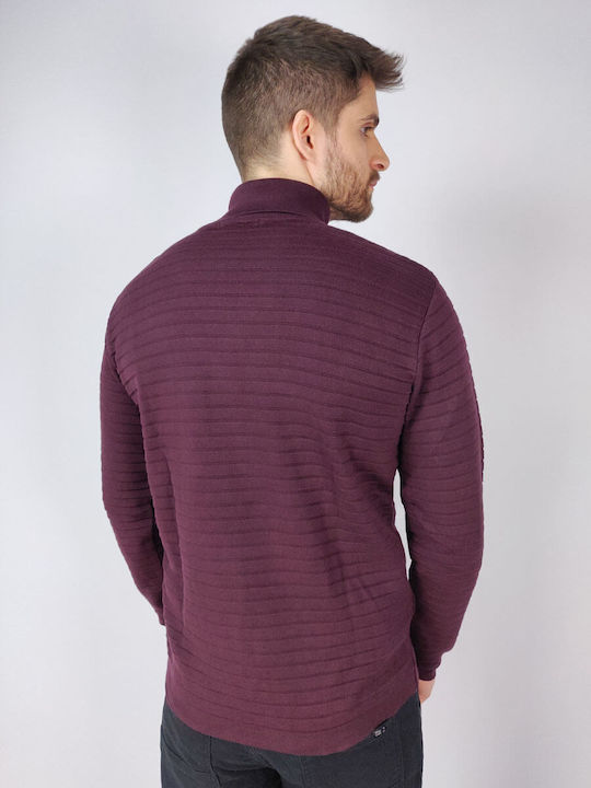 Side Effect Herren Langarm-Pullover Rollkragen Burgundisch