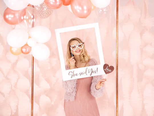 PartyDeco Photo Booth Prop for Party with Theme "Marriage" from Plastic Set of 12pcs (Μiscellaneous Colors) KNP32