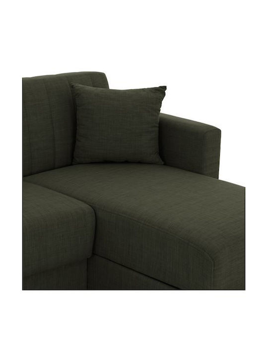 Ghufran Corner Couch Bed with Reversible Angle & Storage Space Dark Olive 200x133x77 cm
