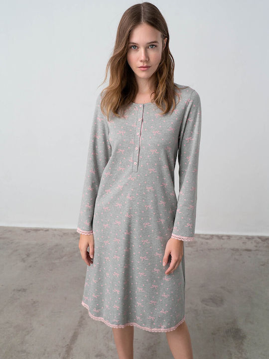 Vamp Summer Cotton Women's Nightdress Gray