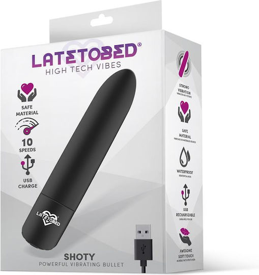 LateToBed Shoty Vibrator Bullet 10cm Black