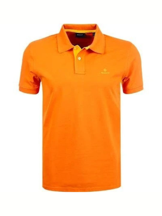 Gant Ανδρικό T-shirt Κοντομάνικο Polo Πορτοκαλί