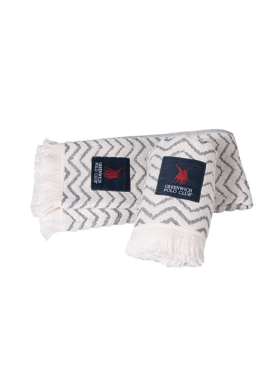 Greenwich Polo Club 2696 Towel made of 100% Cotton White - Blue 40x60cm 2pcs