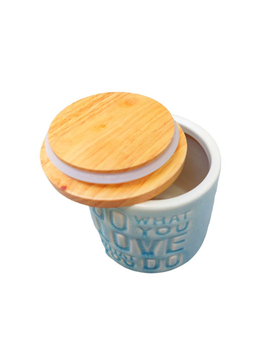 Etoile Vintage Sugar Coffee Jar with Lid Made of Blue Porcelain 9x9x15cm