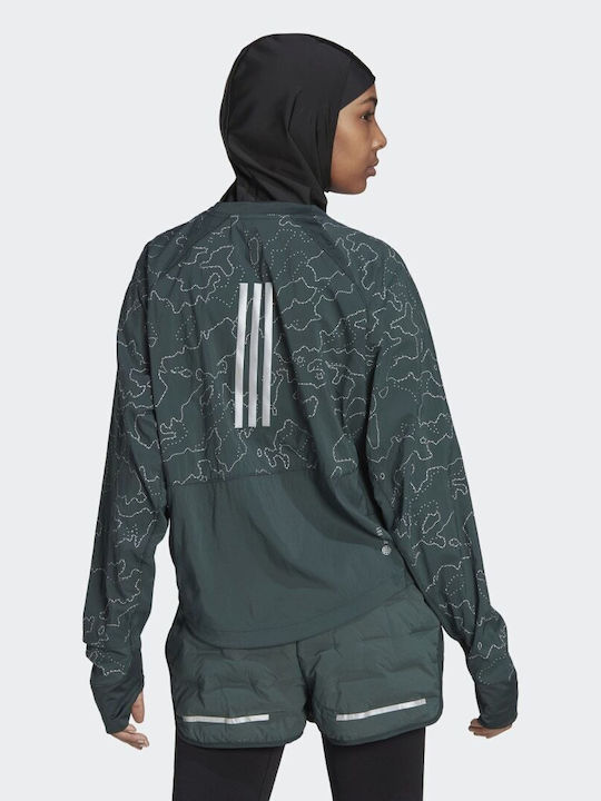 Adidas X-City Women's Running Short Sports Jacket for Winter Shadow Green